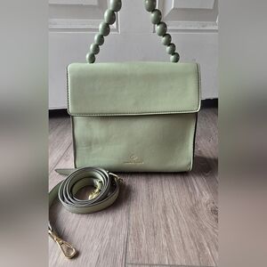 Mint Green Beaded Handle Crossbody Bag Vegan Leather Structured Y2K